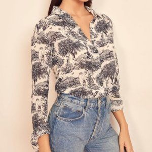 Reformation Violet Blouse Blue Women Toile (XS)